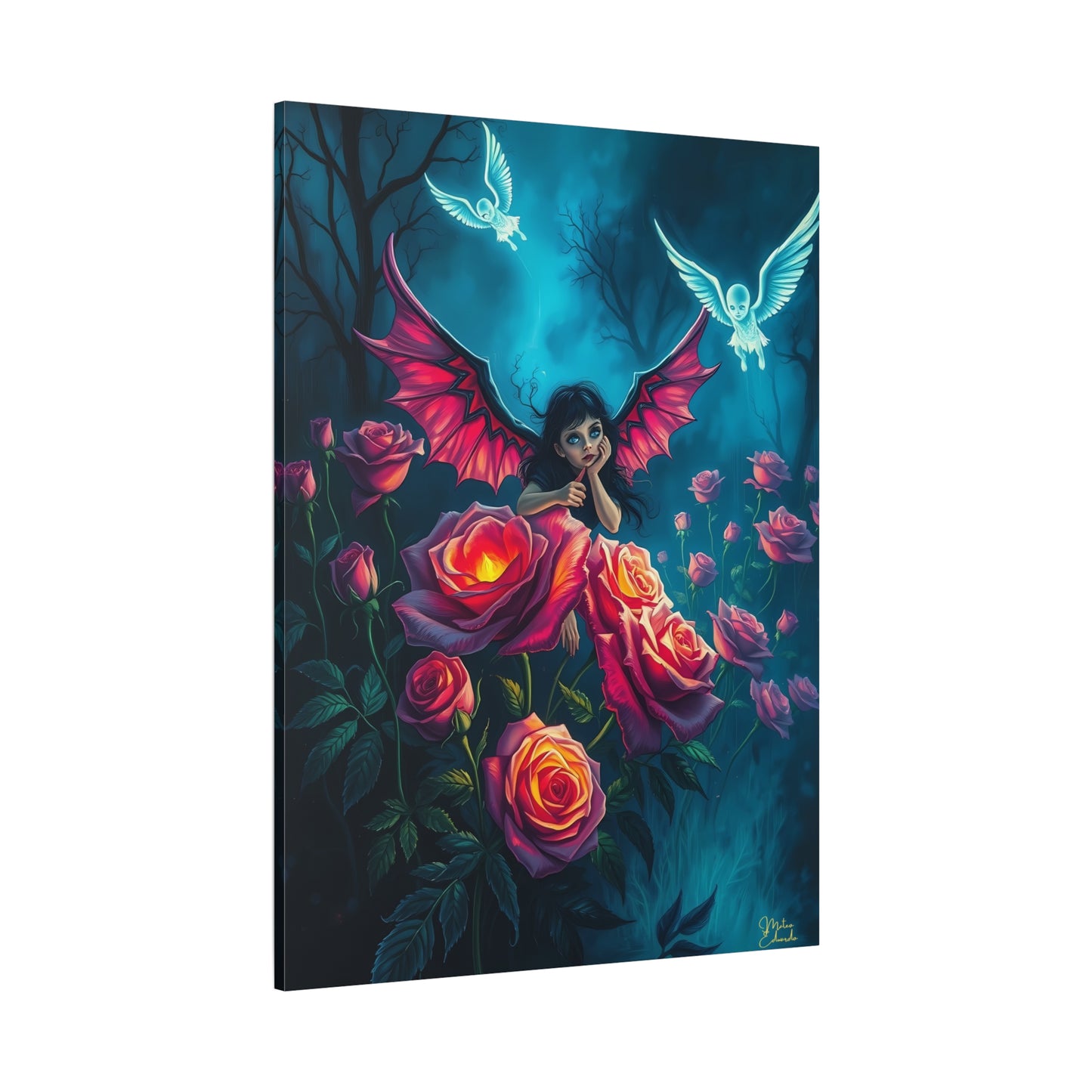 Fae's Twilight Rose Garden Canvas Art Print