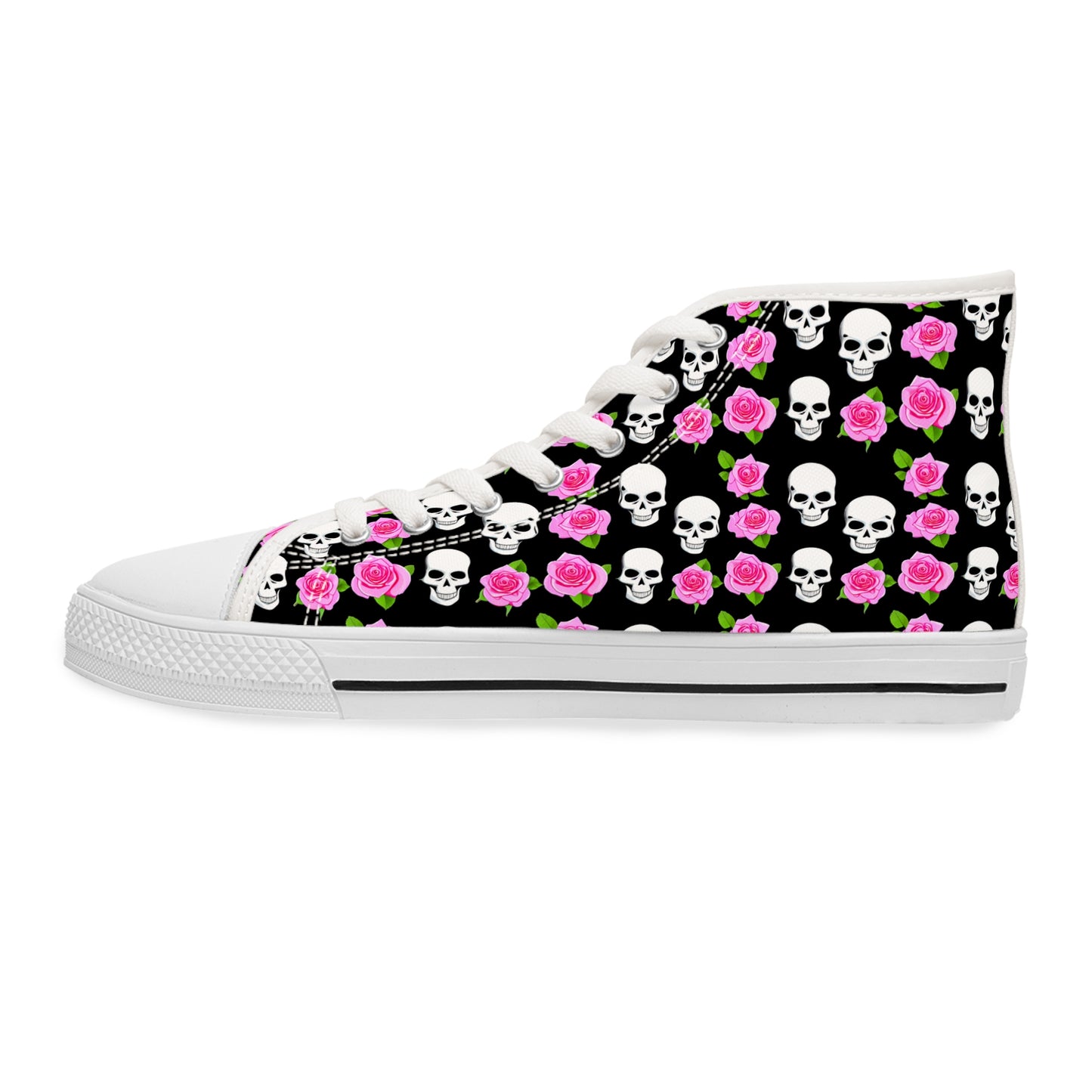 Skulls & Pink Roses Women's High-Top Sneakers