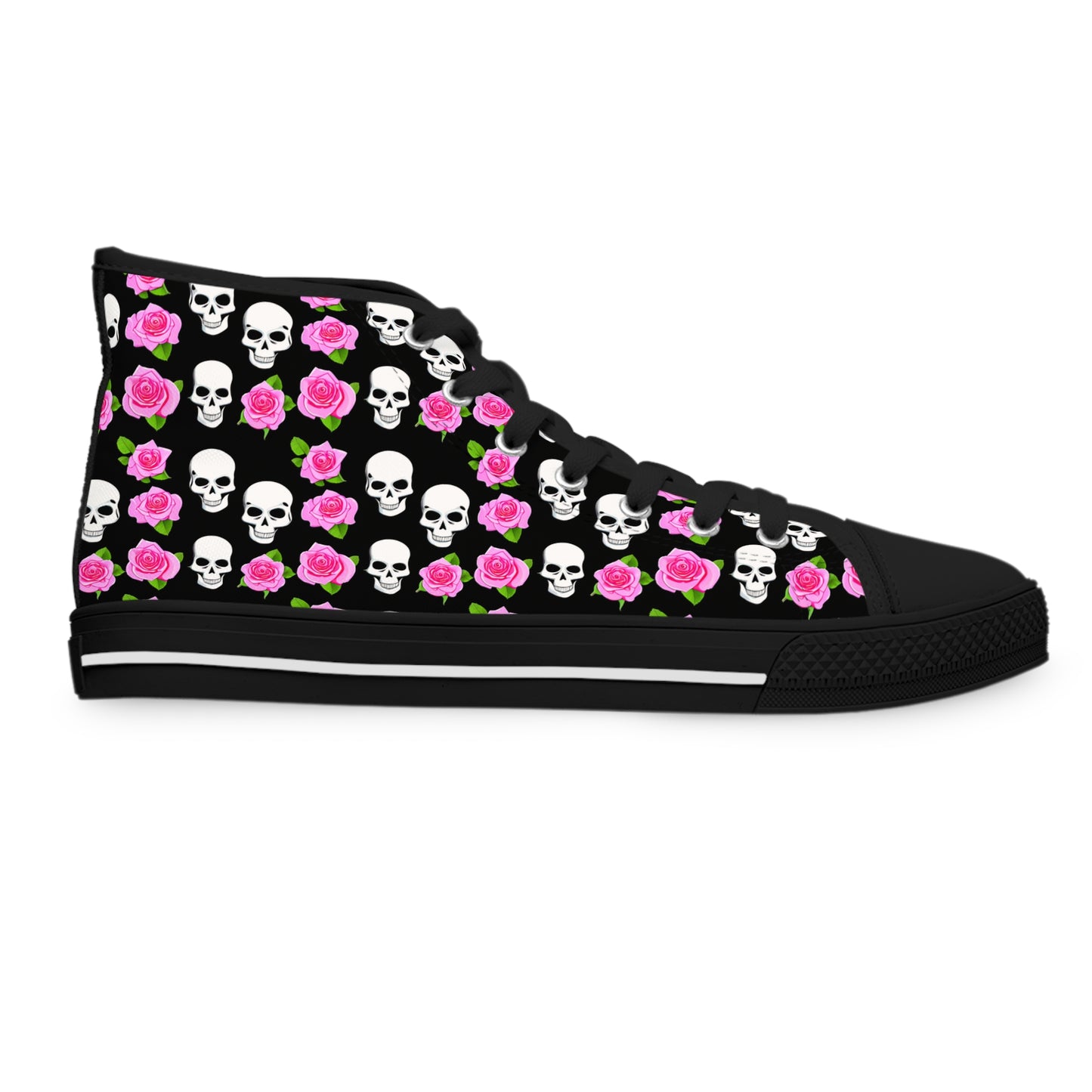 Skulls & Pink Roses Women's High-Top Sneakers