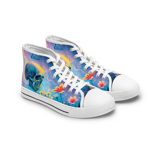 Ethereal Skull & Flowers Women's High-Top Sneakers