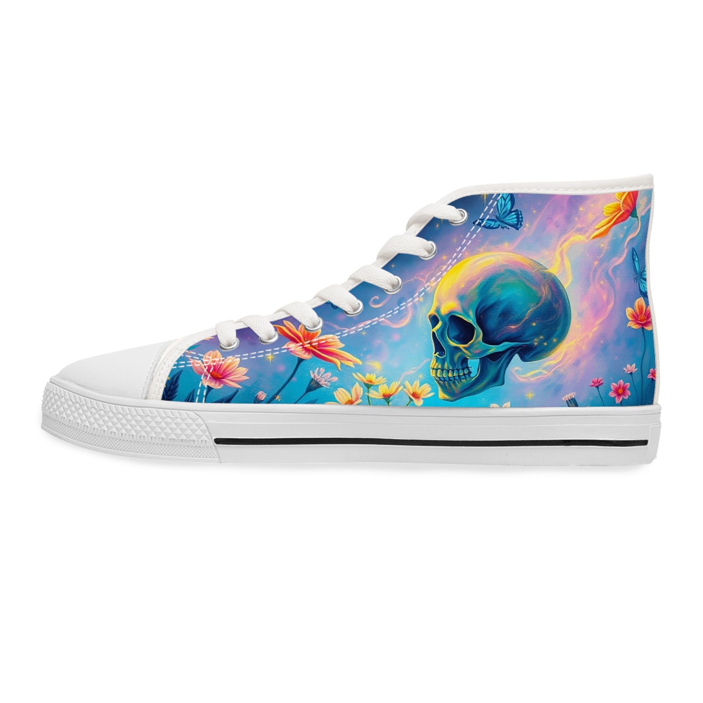 Ethereal Skull & Flowers Women's High-Top Sneakers