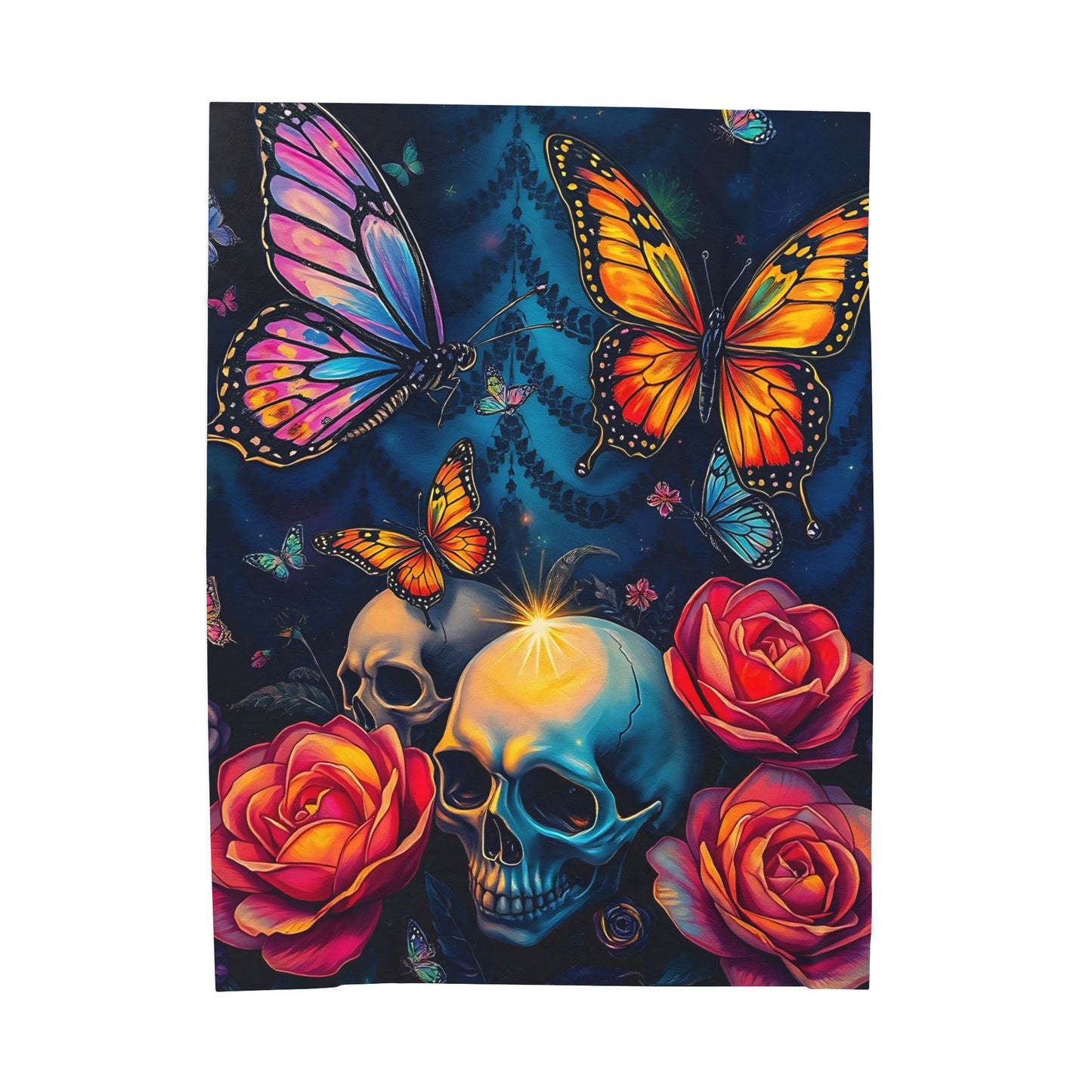 Butterfly Skull Velveteen Plush Blanket