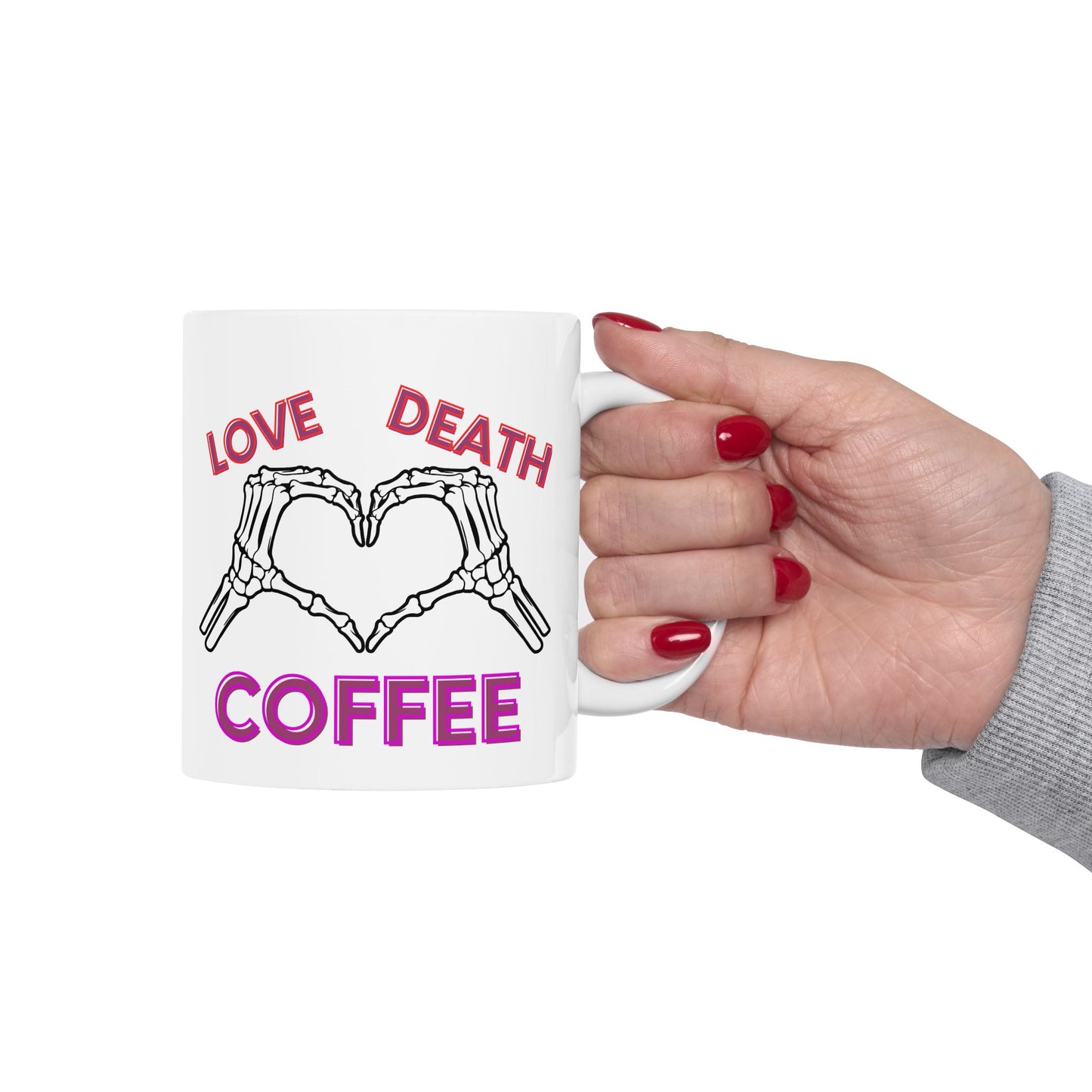 Love, Death, Coffee: Gothic Skeleton Coffee Mug