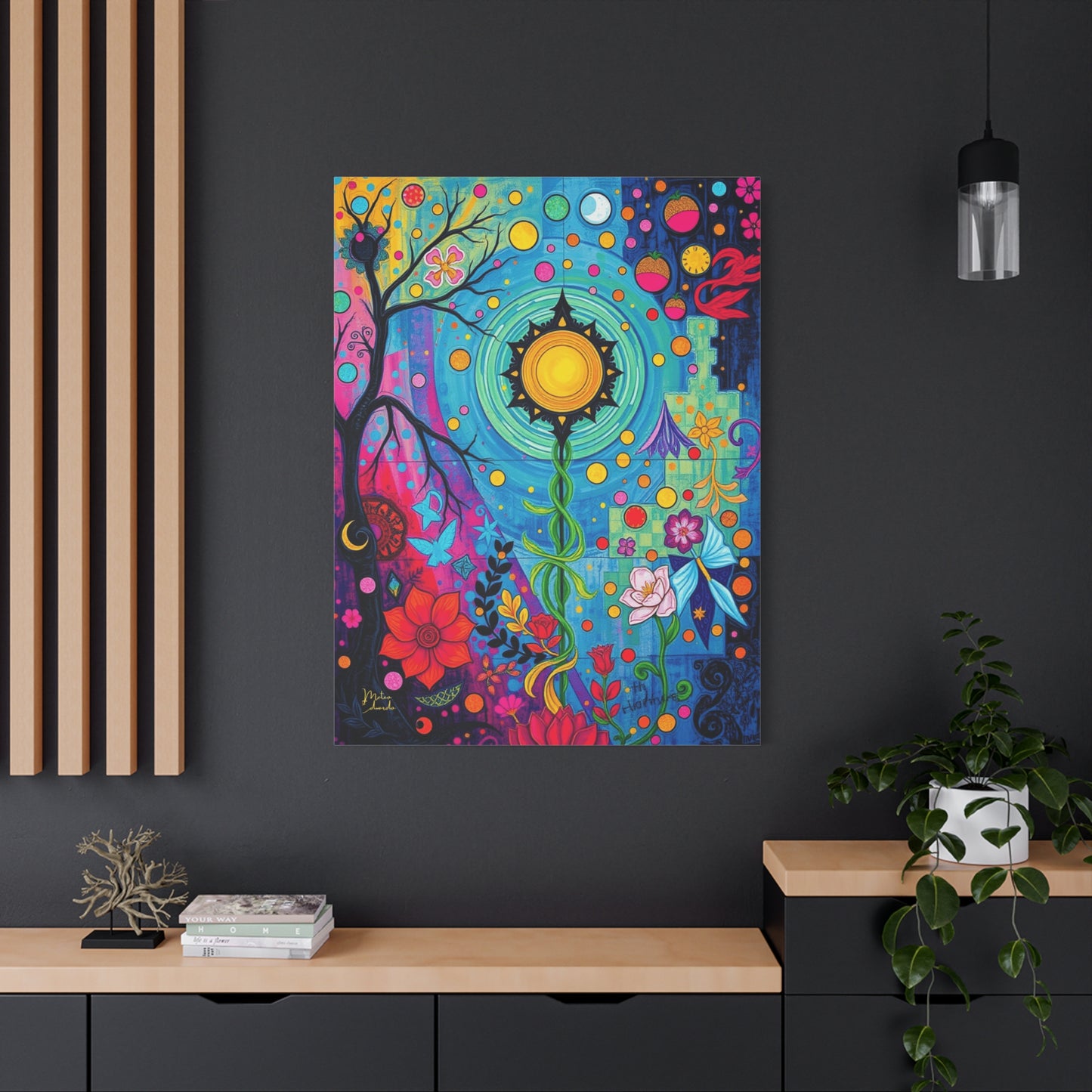 Chromatic Bloom Glyph Canvas Art Print