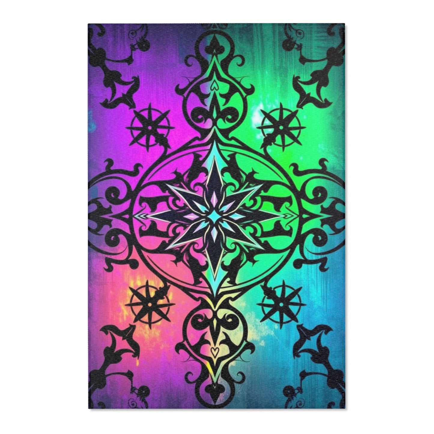 Gothic Neon Starburst Area Rug for Vibrant Home Decor