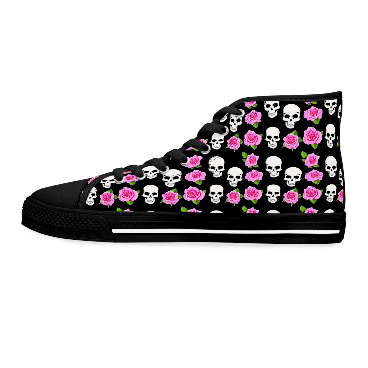 Skulls & Pink Roses Women's High-Top Sneakers