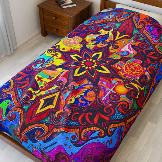 Prismatic Mandala Plush Velveteen Blanket