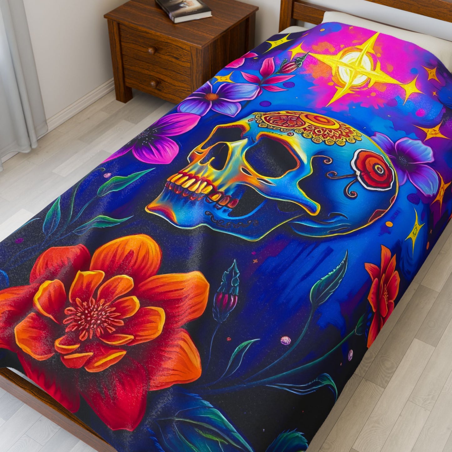 Sugar Skull Velveteen Plush Blanket