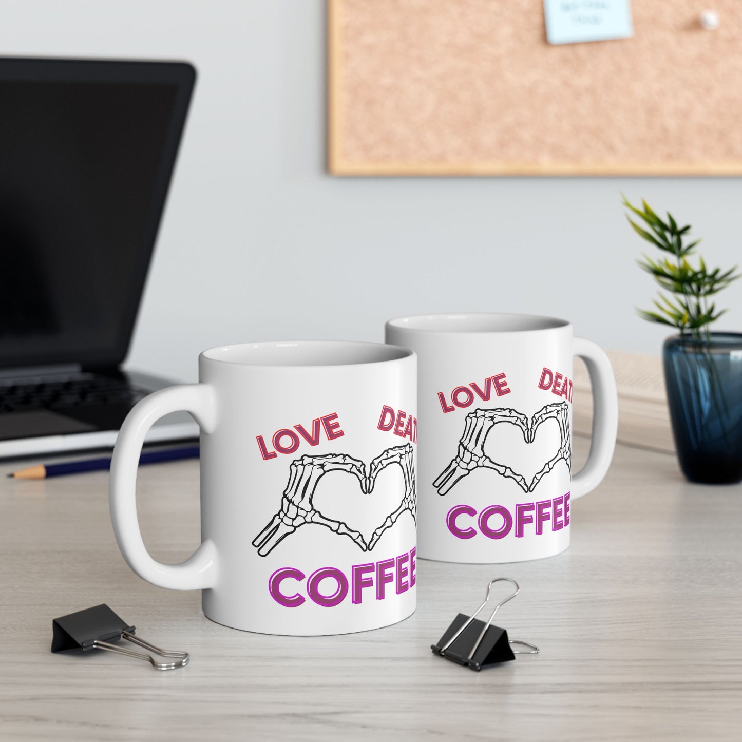 Love, Death, Coffee: Gothic Skeleton Coffee Mug