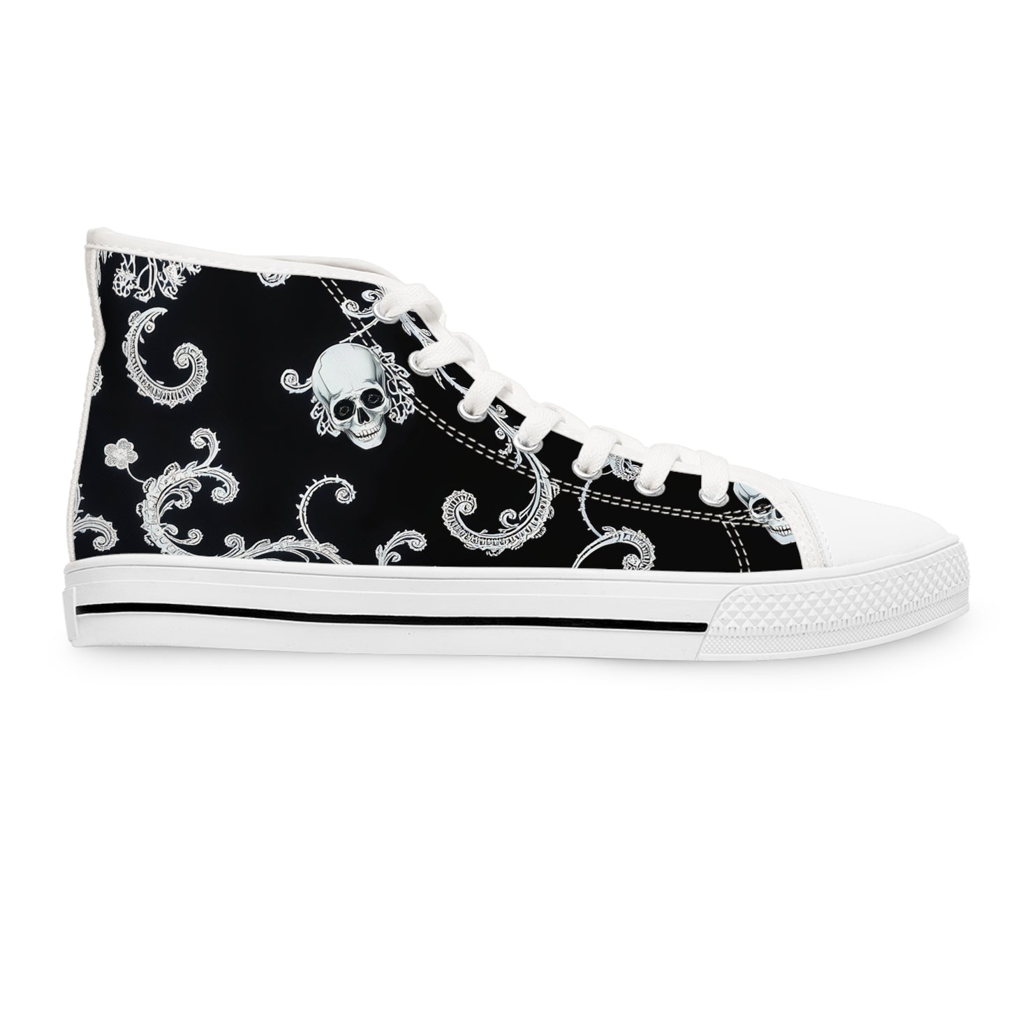 Baroque Skull Swirl Women's High-Top Sneakers