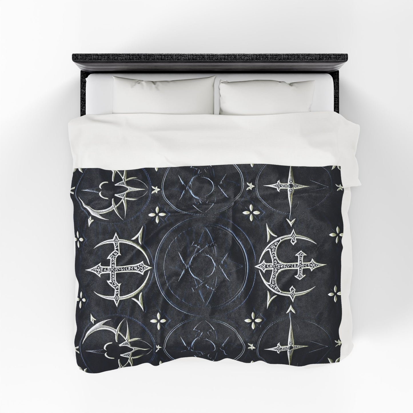 Gothic Glyphs Plush Velveteen Blanket