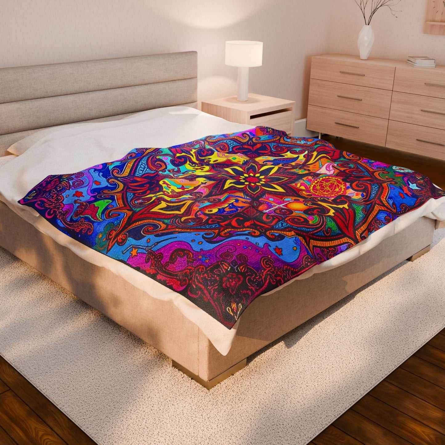 Prismatic Mandala Plush Velveteen Blanket