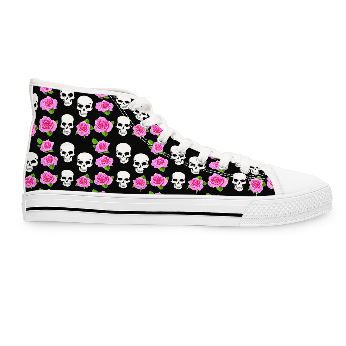 Skulls & Pink Roses Women's High-Top Sneakers