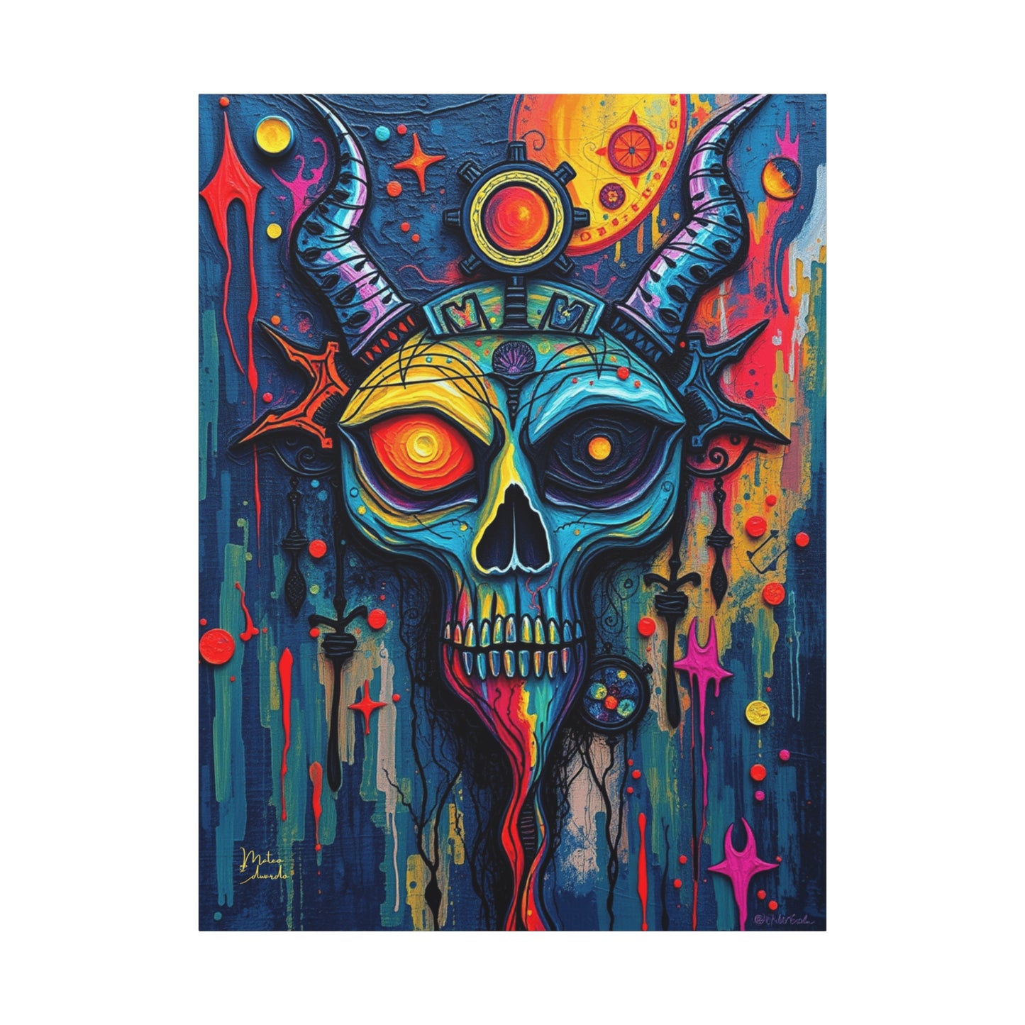 Prismatic Demon Skull Canvas Art Print