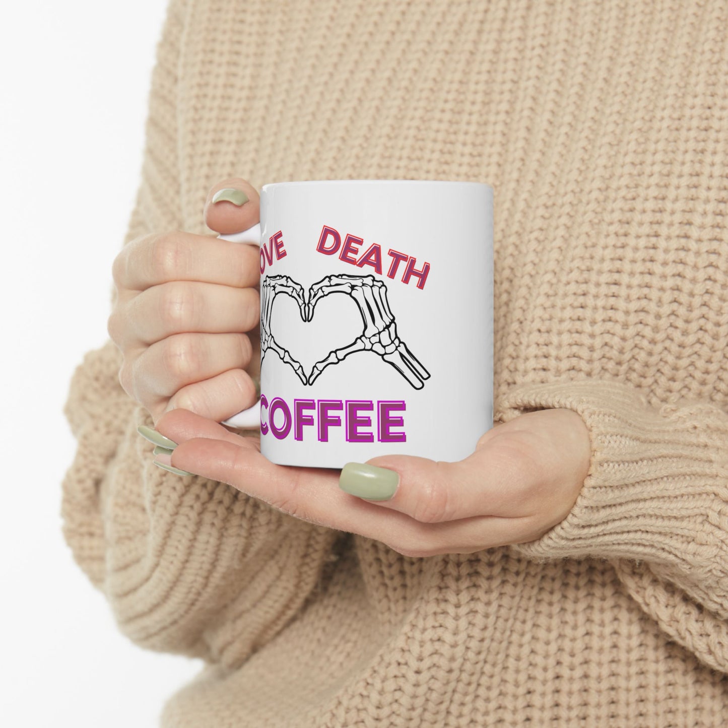 Love, Death, Coffee: Gothic Skeleton Coffee Mug