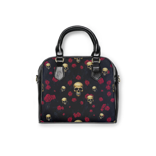 Skulls & Roses Gothic Art Shoulder Handbag