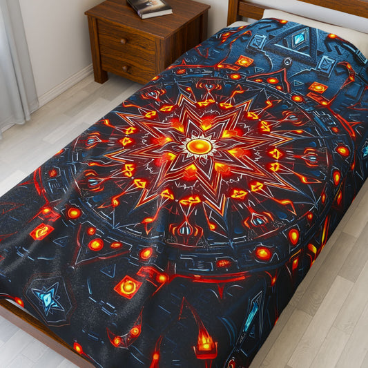 Luminous Geometric Tapestry Plush Velveteen Blanket