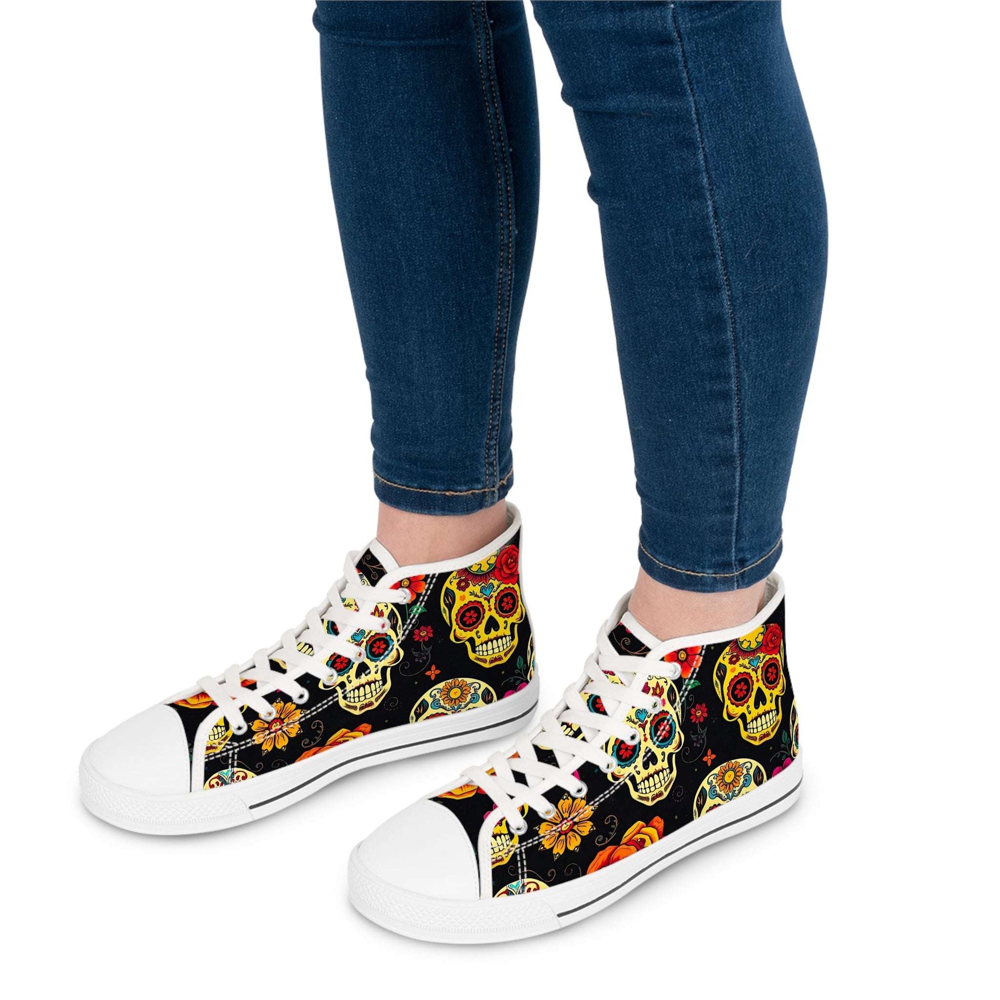 Day of the Dead Blossoms Sugar Skull Women's High-Top Sneaker.