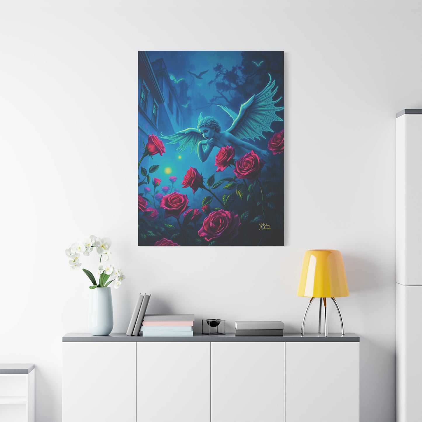 Nocturne Angel Rose Canvas Art Print