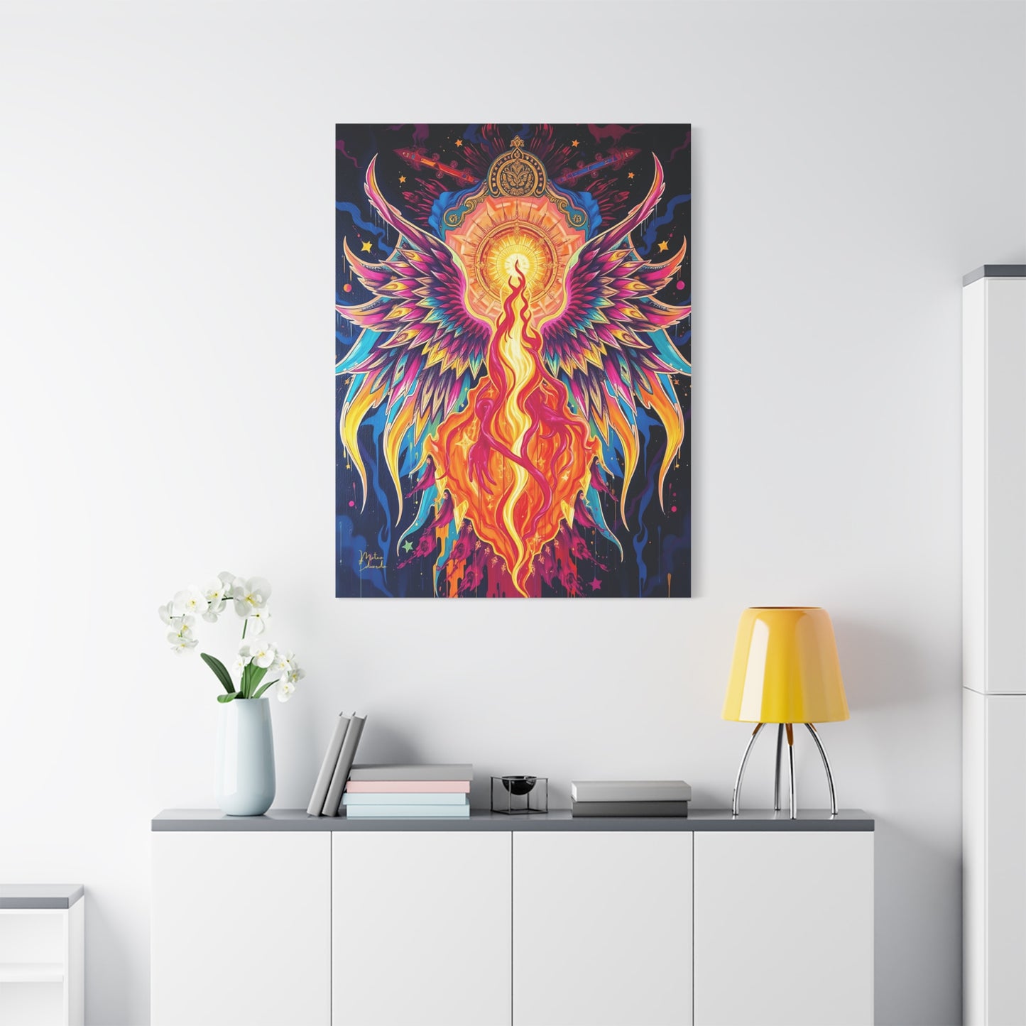 Aetherial Phoenix Ascension Canvas Art Print