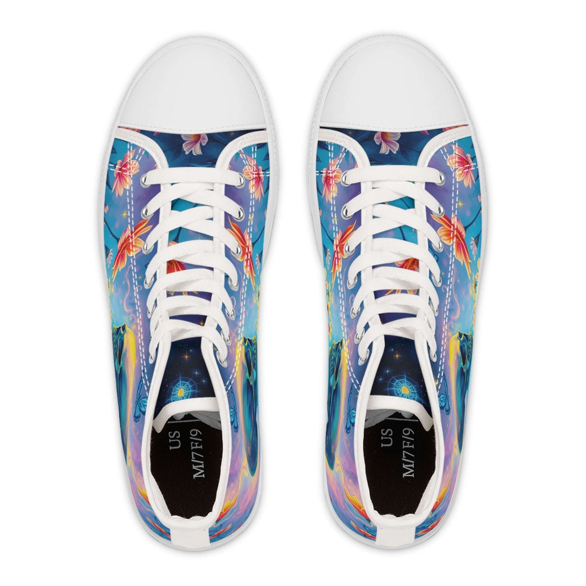 Ethereal Skull & Flowers Women's High-Top Sneakers