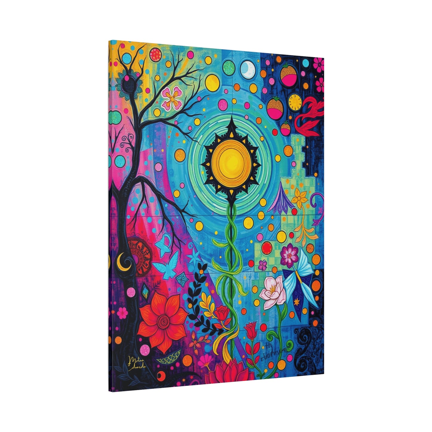 Chromatic Bloom Glyph Canvas Art Print