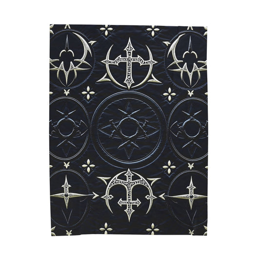 Gothic Glyphs Plush Velveteen Blanket