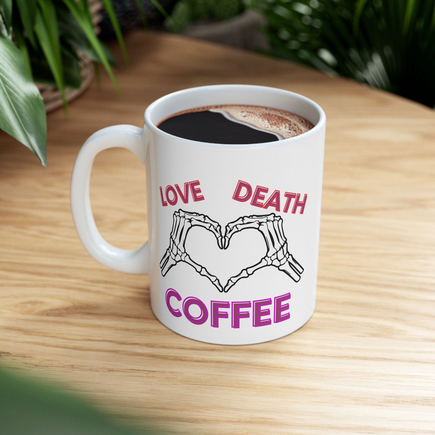 Love, Death, Coffee: Gothic Skeleton Coffee Mug