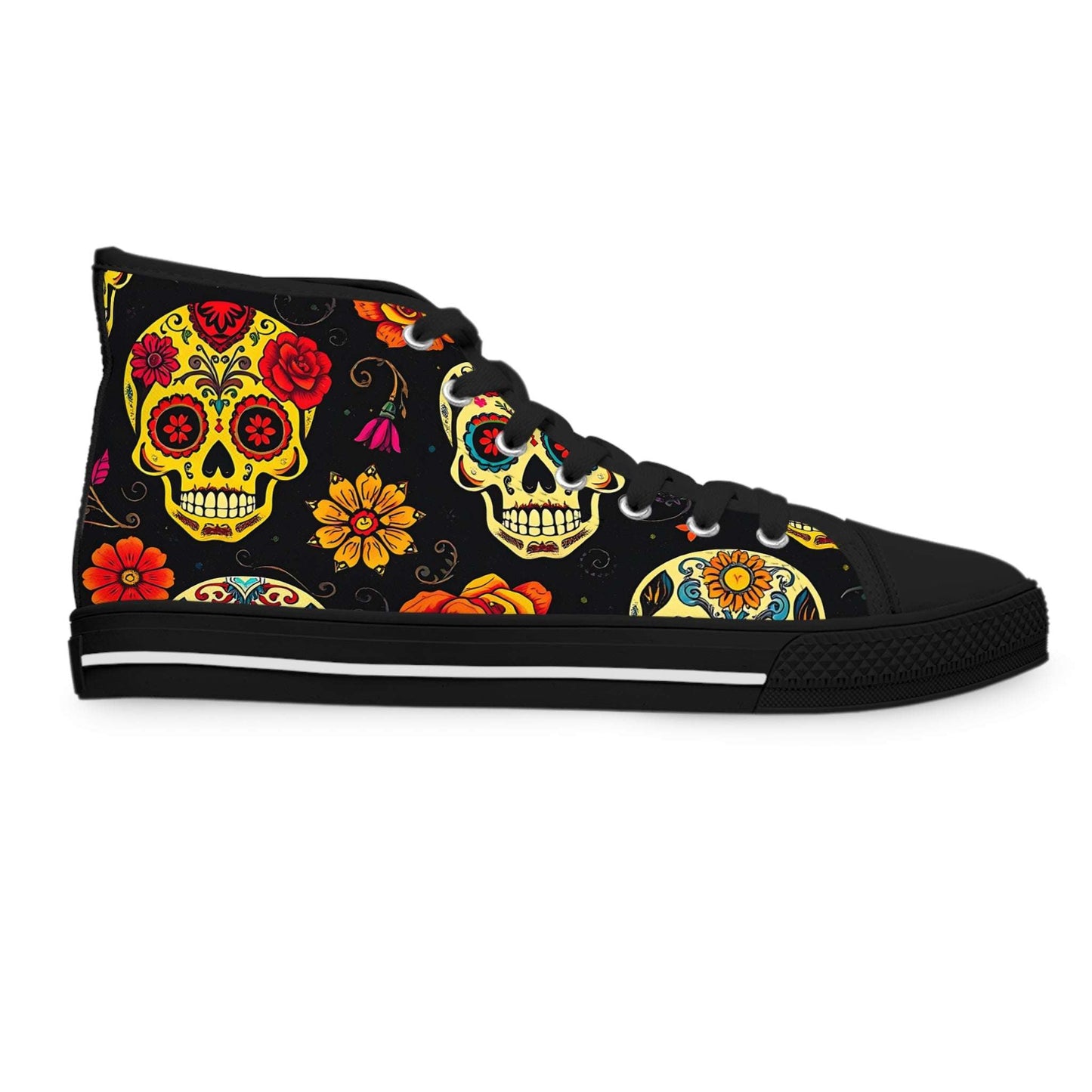 Day of the Dead Blossoms Sugar Skull Women's High-Top Sneaker.