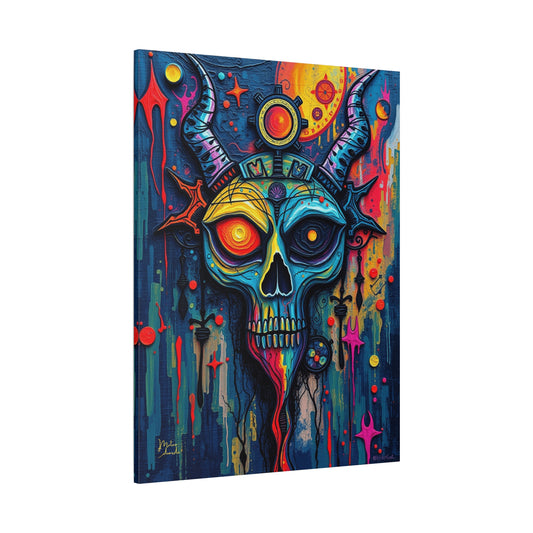 Prismatic Daemon Skull Canvas Art Print