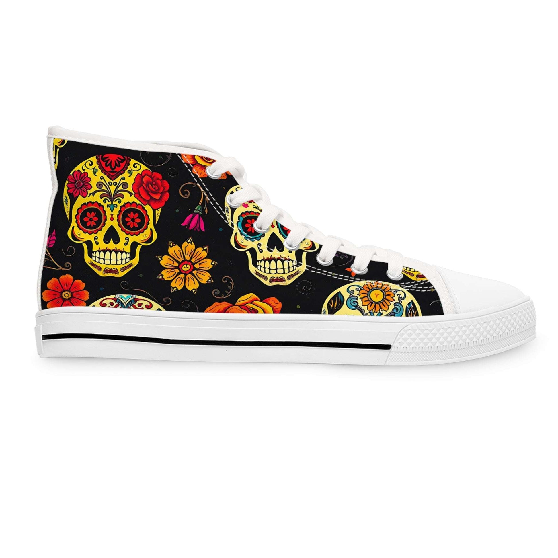 Day of the Dead Blossoms Sugar Skull Women's High-Top Sneaker.