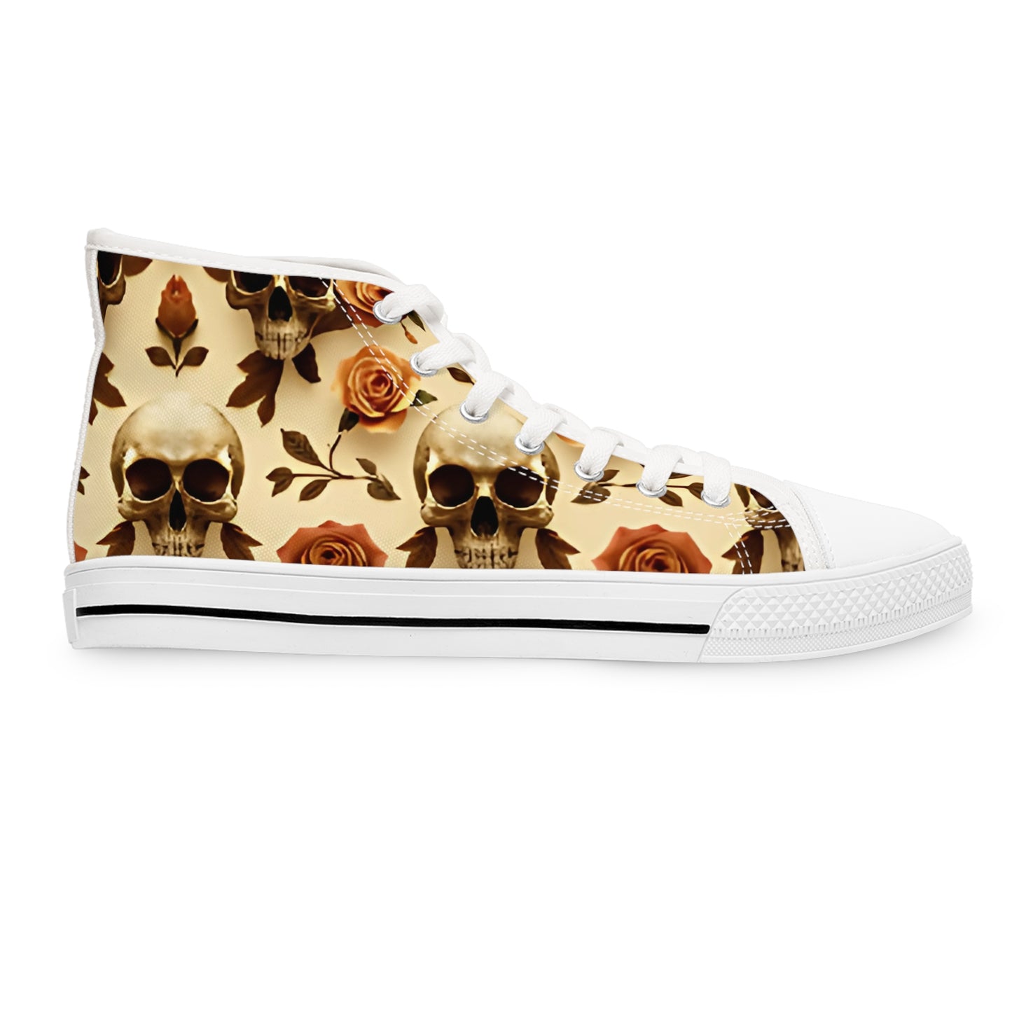 Memento Mori Skull & Rose Women's High-Top Sneakers.