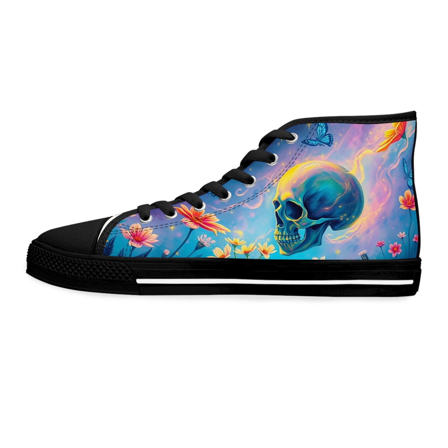 Ethereal Skull & Flowers Women's High-Top Sneakers