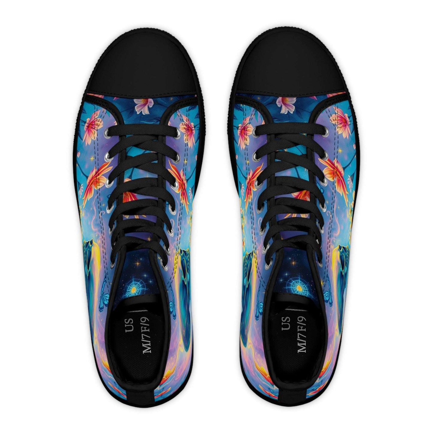 Ethereal Skull & Flowers Women's High-Top Sneakers