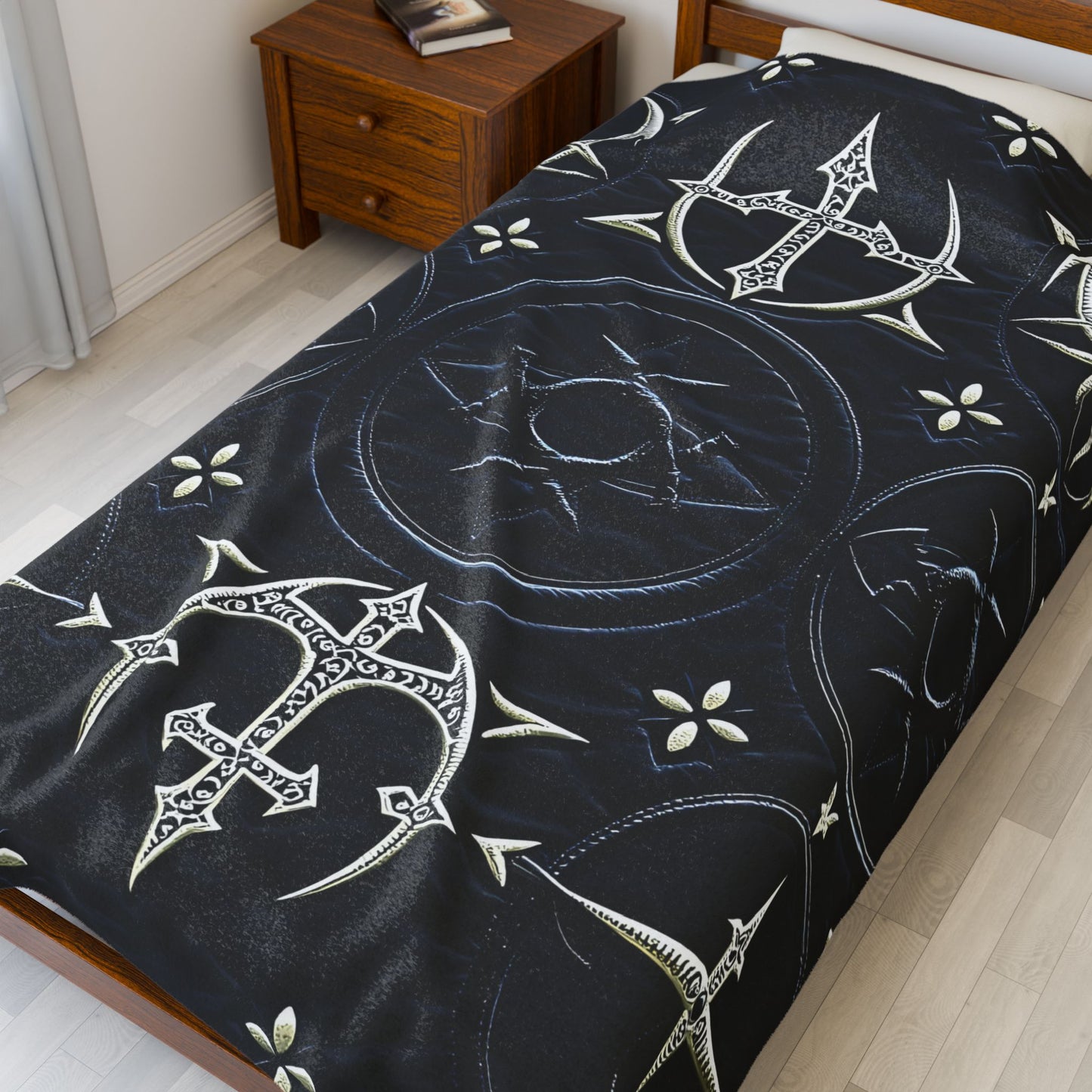 Gothic Glyphs Plush Velveteen Blanket