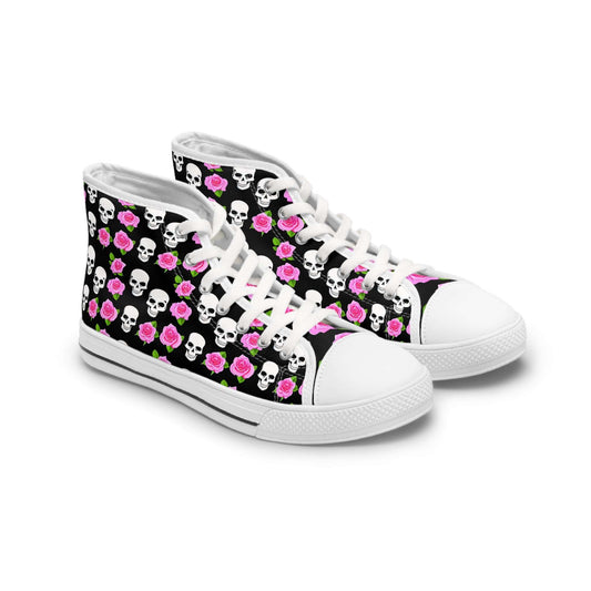 Skulls & Pink Roses Women's High-Top Sneakers