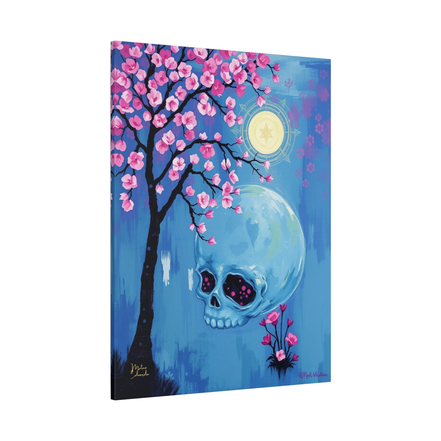 Sakura Skull Serenity Canvas Art Print