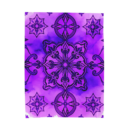 Violet Bloom Mandala Plush Velveteen Blanket