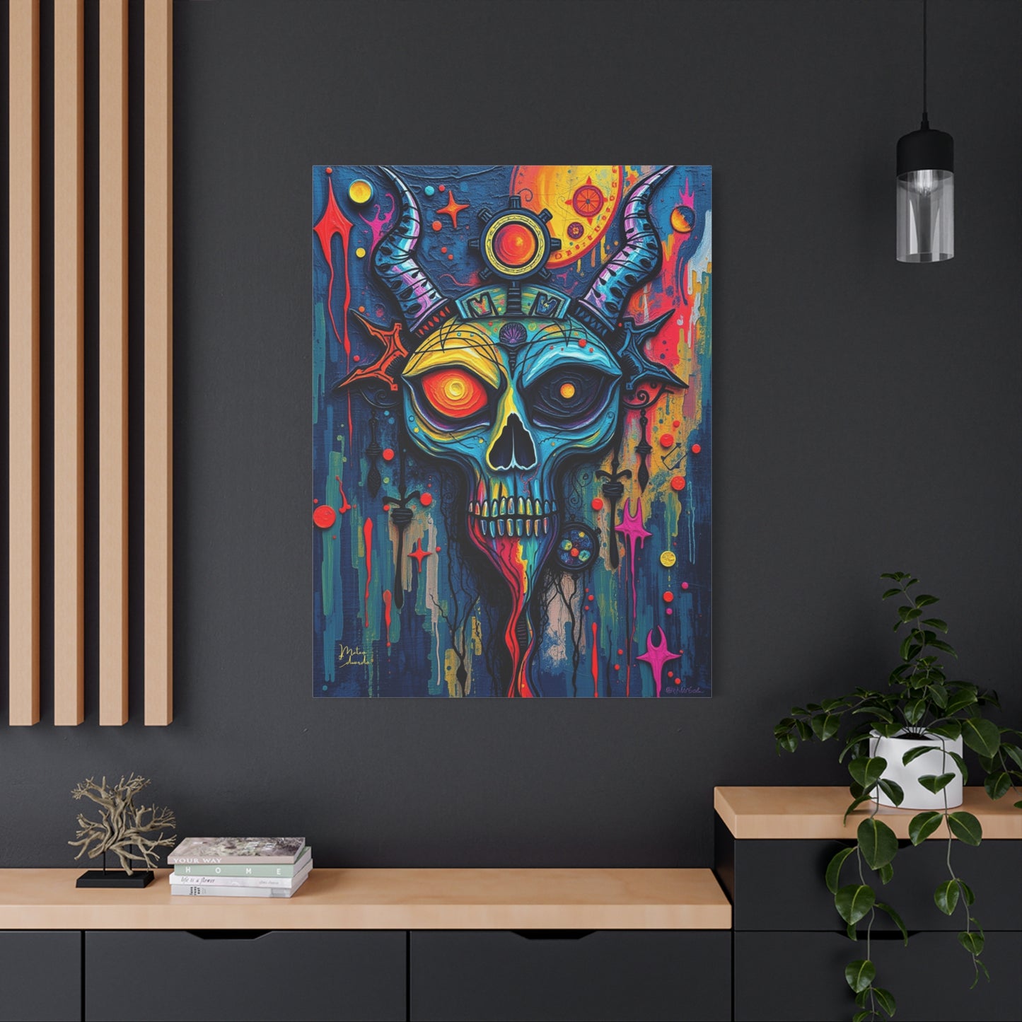 Prismatic Demon Skull Canvas Art Print