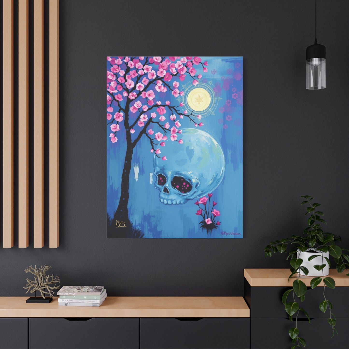 Sakura Skull Serenity Canvas Art Print