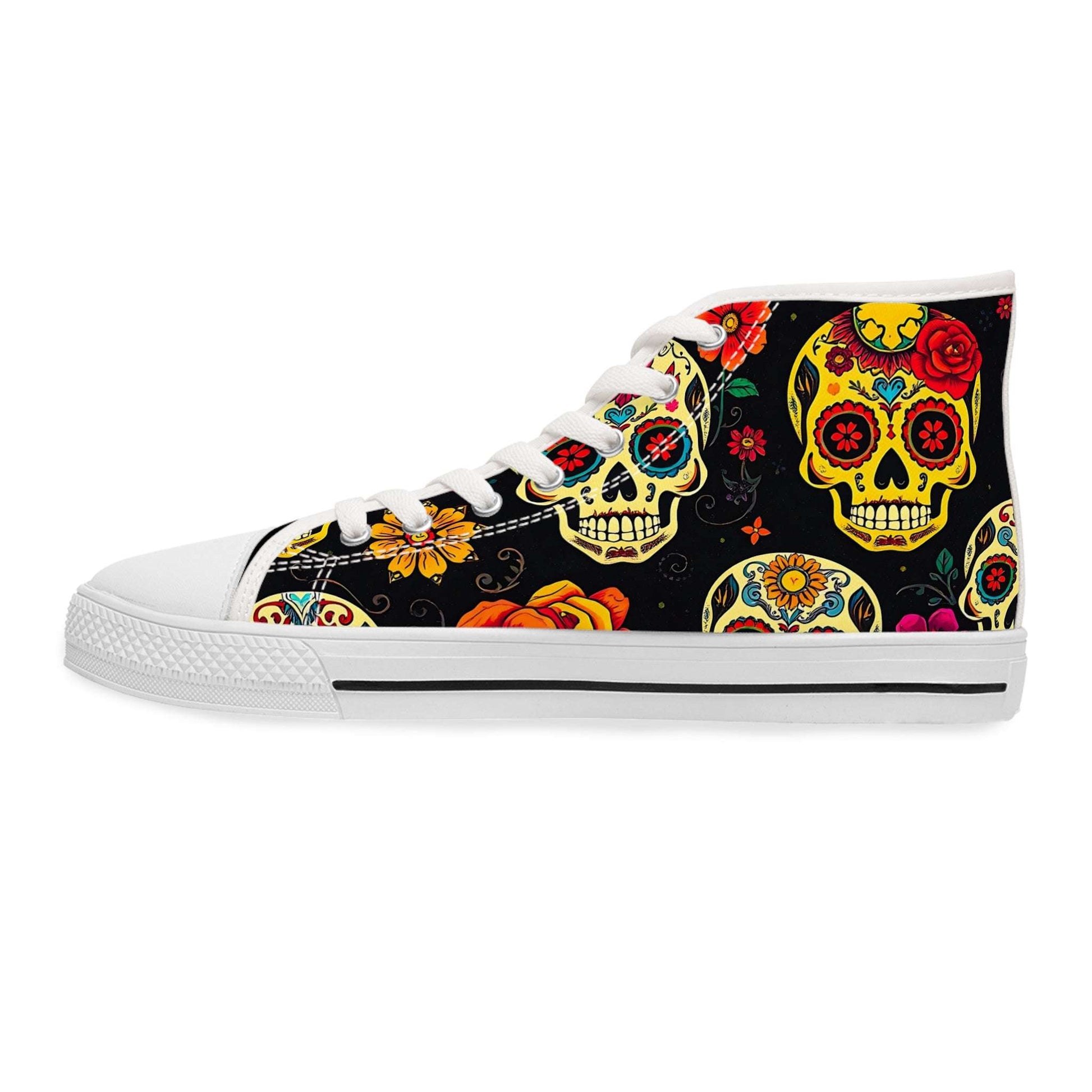 Day of the Dead Blossoms Sugar Skull Women's High-Top Sneaker.