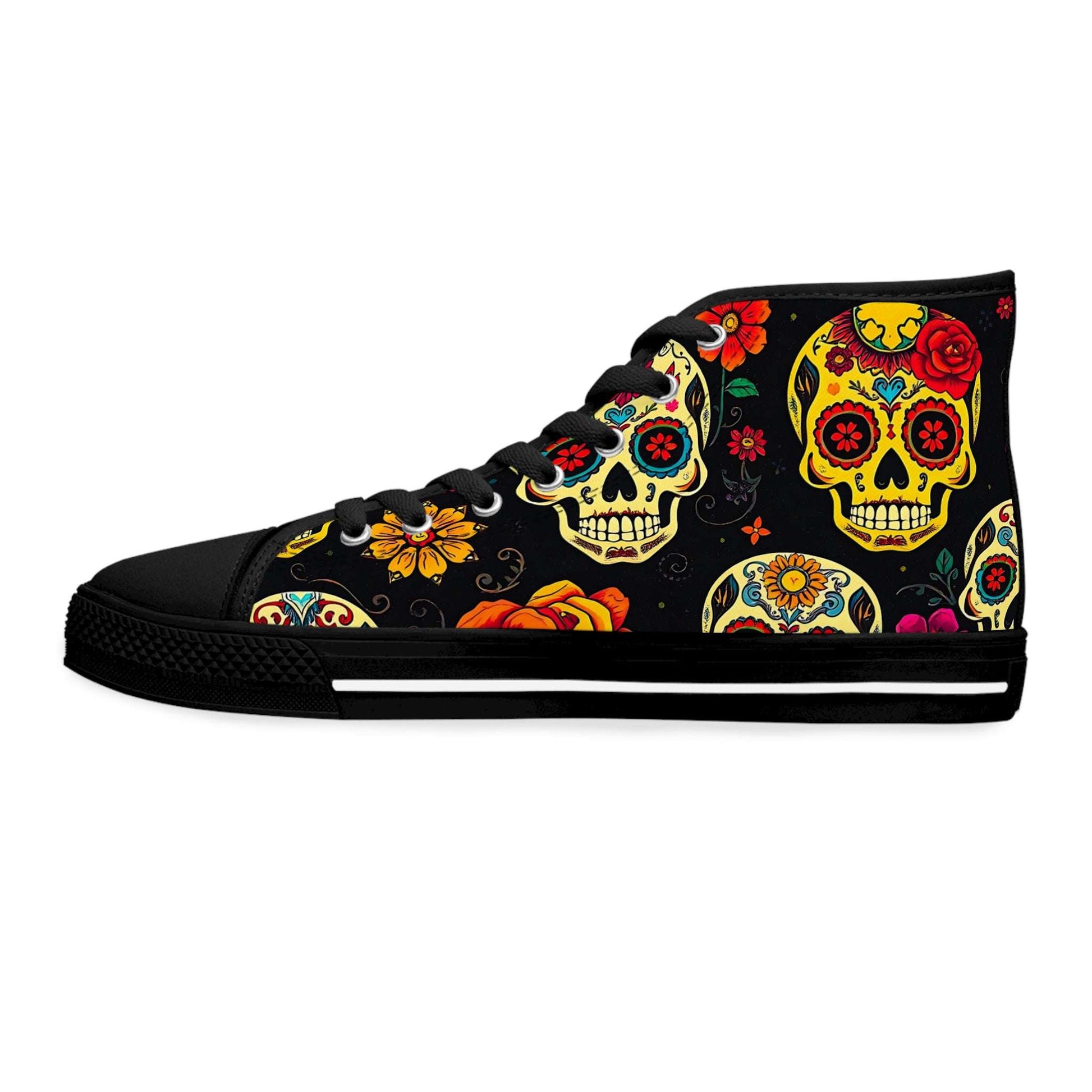 Day of the Dead Blossoms Sugar Skull Women's High-Top Sneaker.