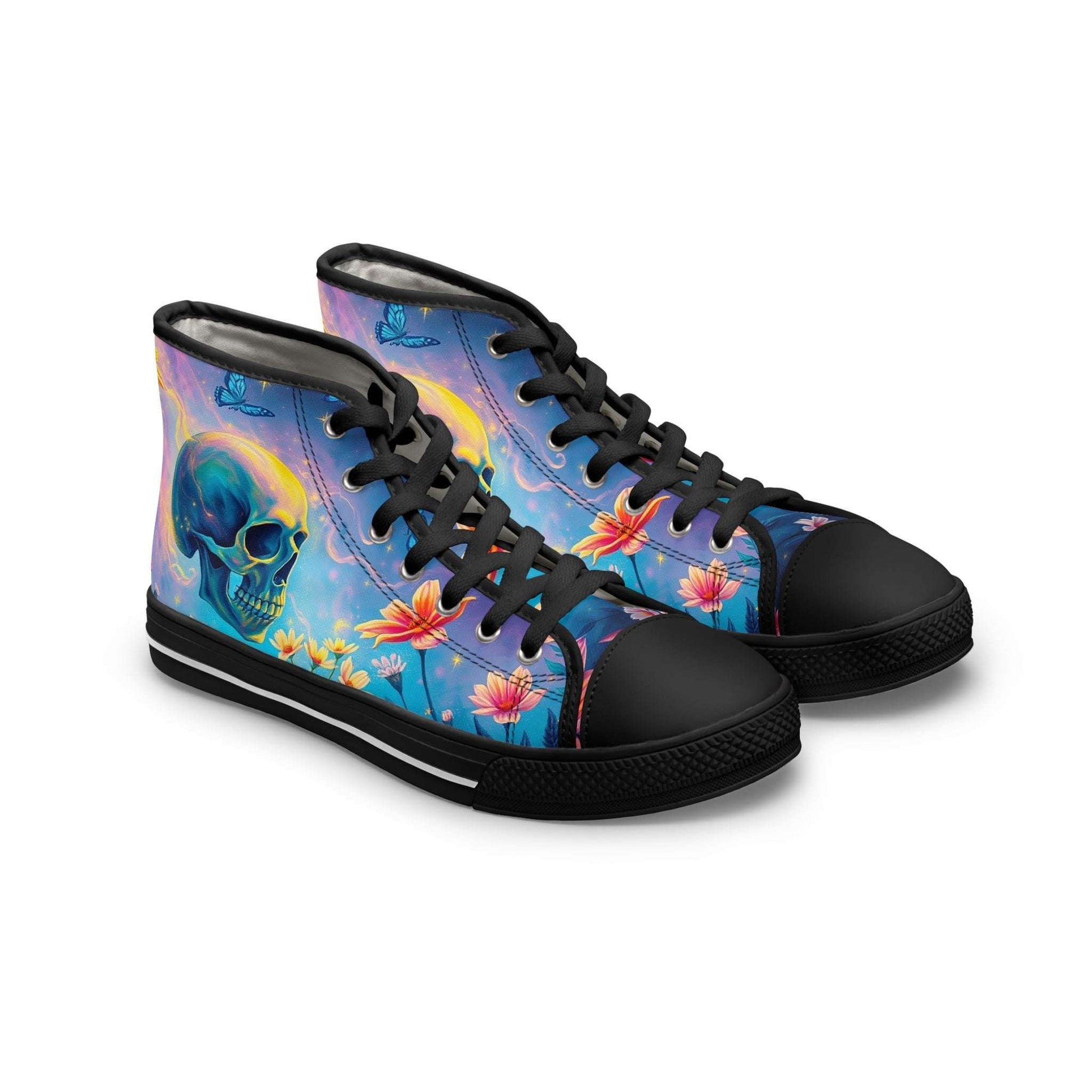 Ethereal Skull & Flowers Women's High-Top Sneakers