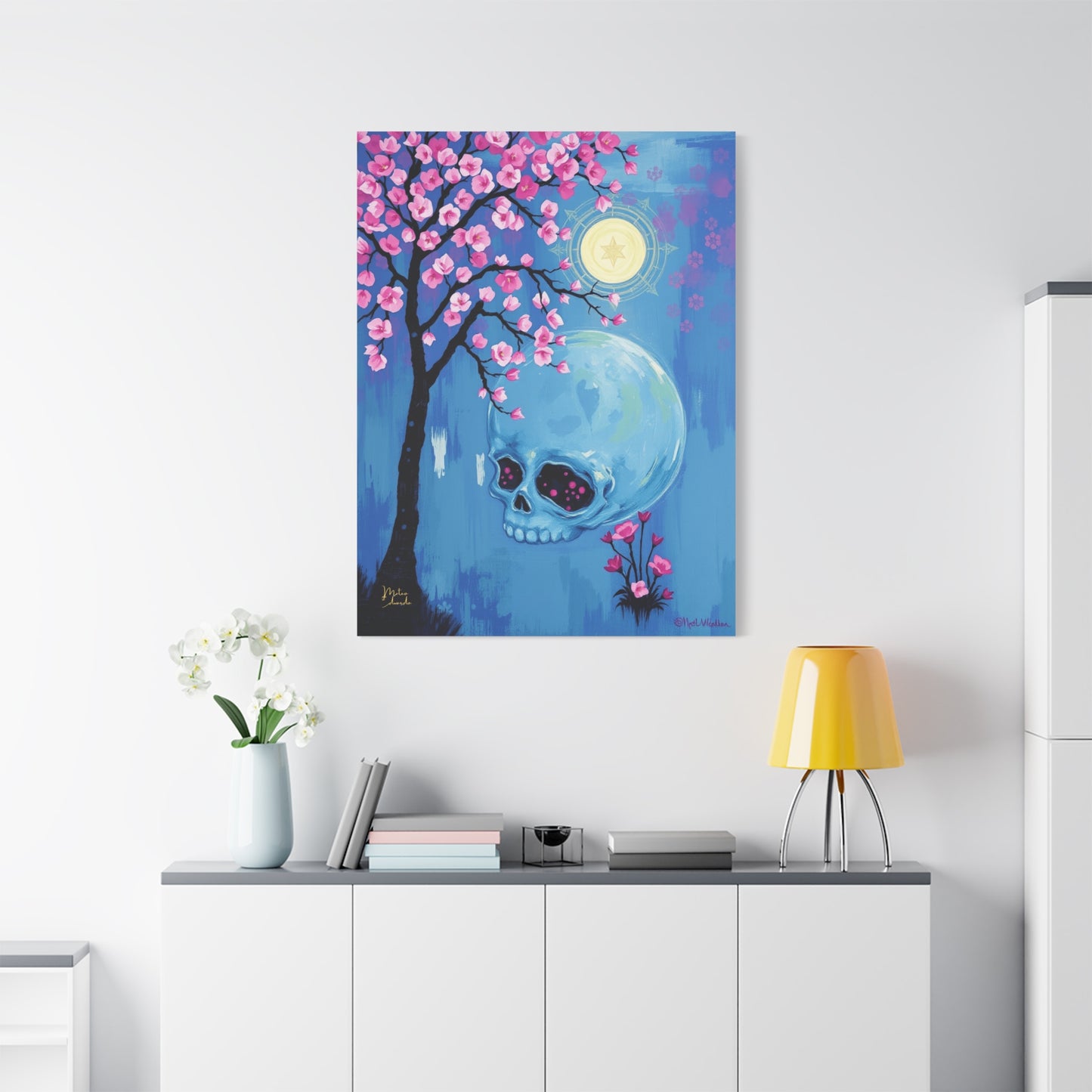 Sakura Skull Serenity Canvas Art Print