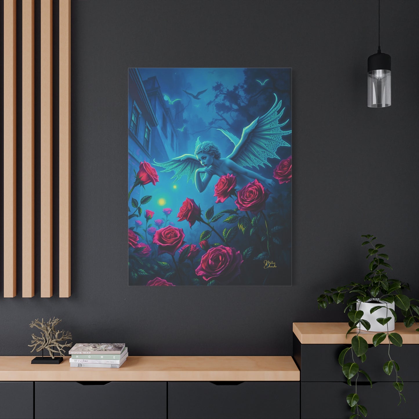 Nocturne Angel Rose Canvas Art Print