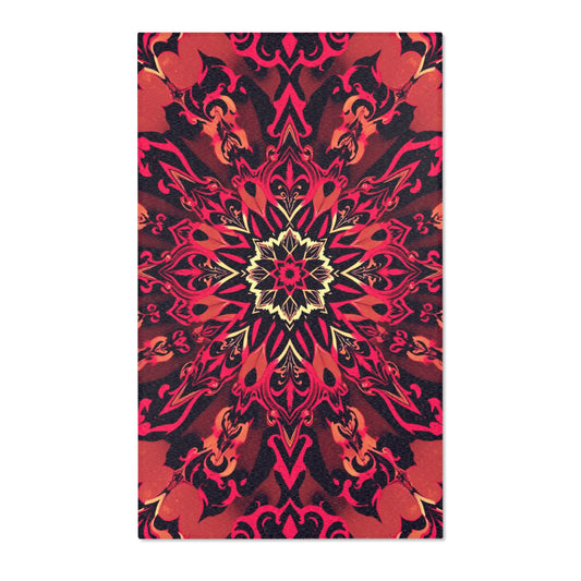 Brighten your home with the Ember Glyph Gothic Area Rug, showcasing vibrant colors and a stunning design.