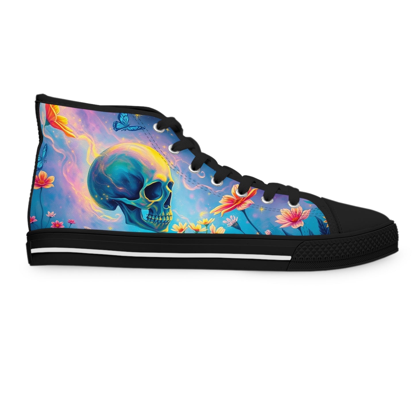 Ethereal Skull & Flowers Women's High-Top Sneakers