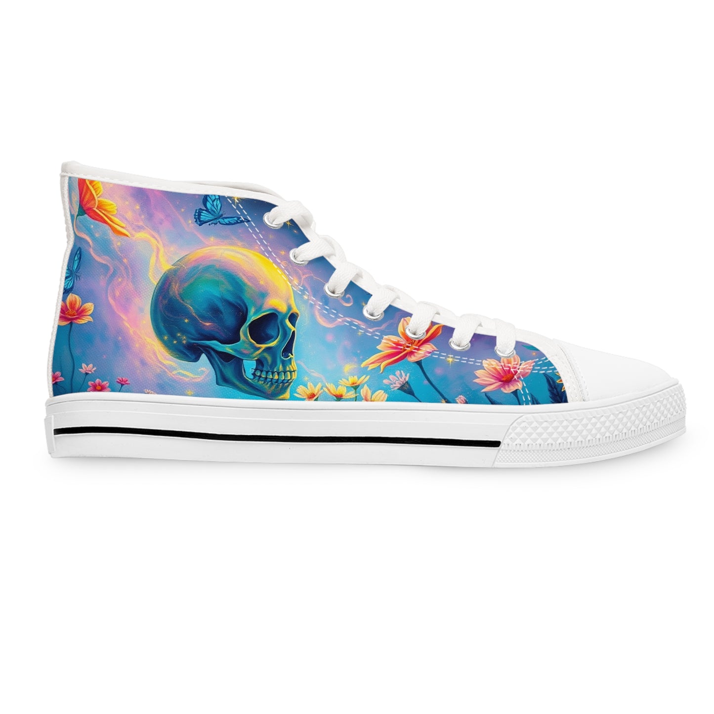 Ethereal Skull & Flowers Women's High-Top Sneakers