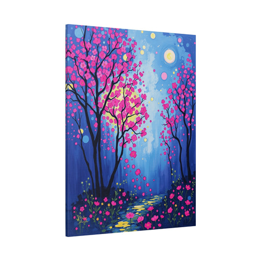 Moonlit Sakura Path Canvas Art Print