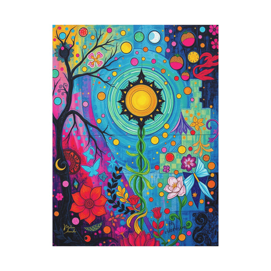 hromatic Bloom Glyph Canvas Art Print